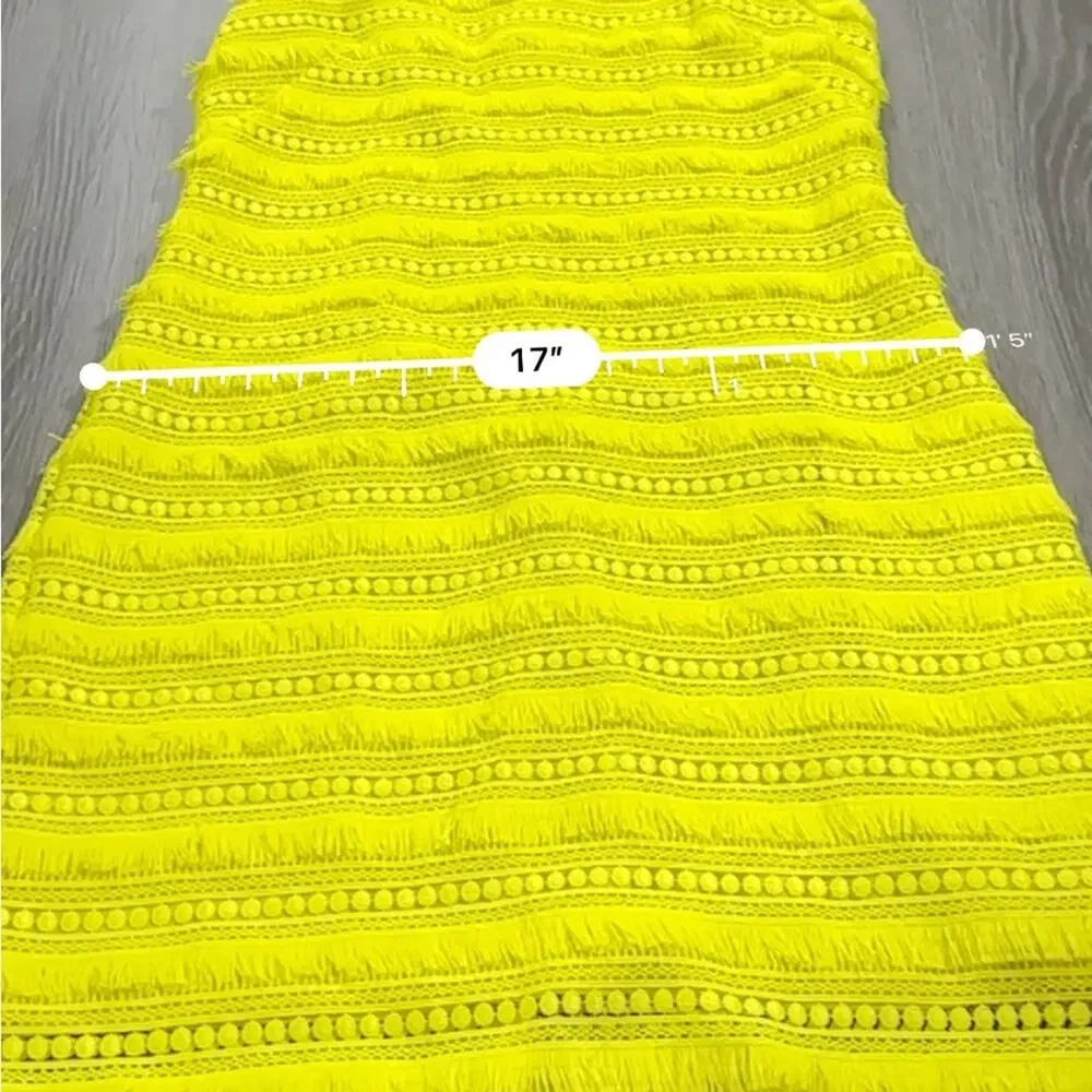 J.Crew Fringe Lace Sheath Dress Size‎ 2 Yellow Citron Sleeveless Cocktail Party